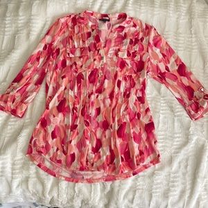 Ava & Grace 3/4 Sleeve Oinks and White Knit Top Size S